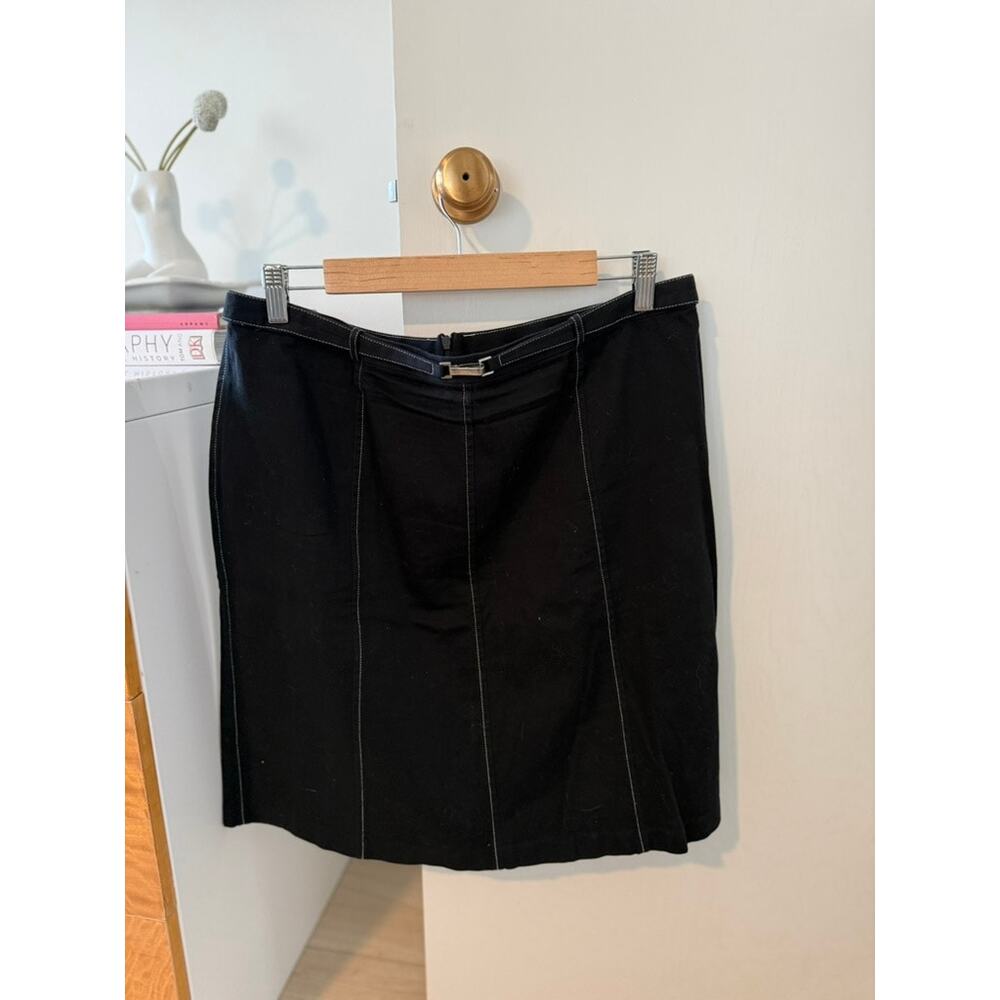 ✨ Vintage Lee Black Mini Skirt High Rise Contrast Stitch Y2K Size 16